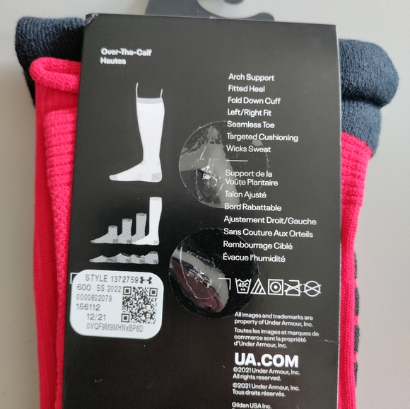 Under Armour UA SOCCER athletic cushioned Over-the-calf OTC knee high sock red - Picture 9 of 11